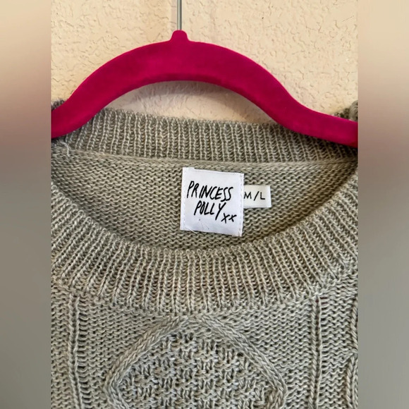 Princess Polly The Stan Gray Cropped Cable Knit Sweater M/L - Picture 5 of 10